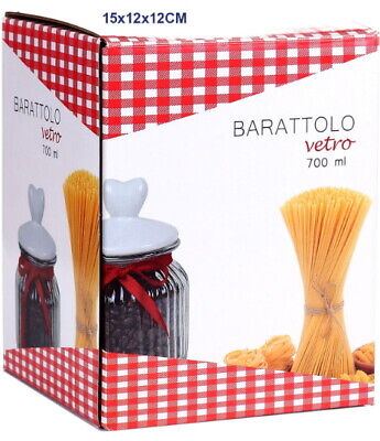 Gicos Barattolo Contenitore Pasta Cucina Spaghetti in Ceramica Decoro Cuore 29 cm TKO-664304 
