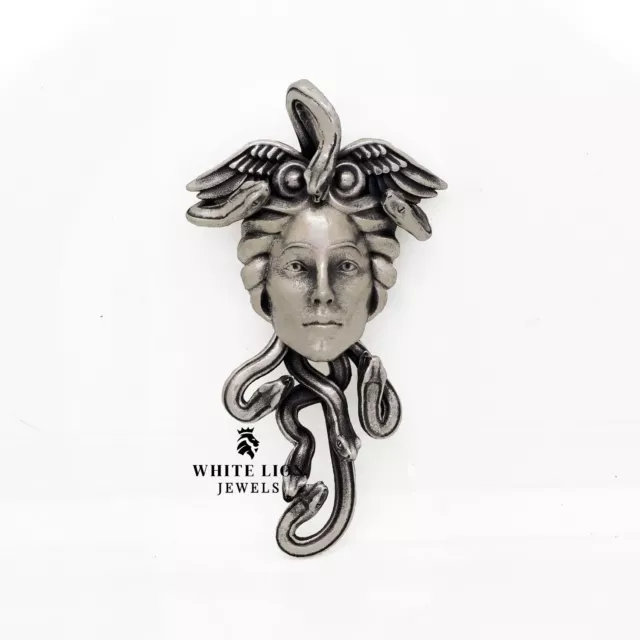 Medusa Gorgon Snakes Pendant 925 Sterling Silver Gift Aged Finish