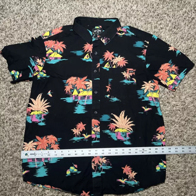 Billabong Shirt Mens Small Black Hawaiian Button Up Floral Aloha Skater Surfer