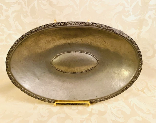 Coupe / Vide-poches En étain Fait Main – Poinçon JG – 20,8 X 12,5 Cm – Gris Mat