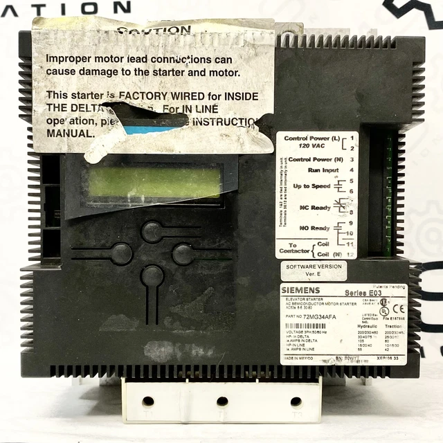 SIEMENS 72MG34AFA ELEVATOR Starter AC Semiconductor Motor starter ...