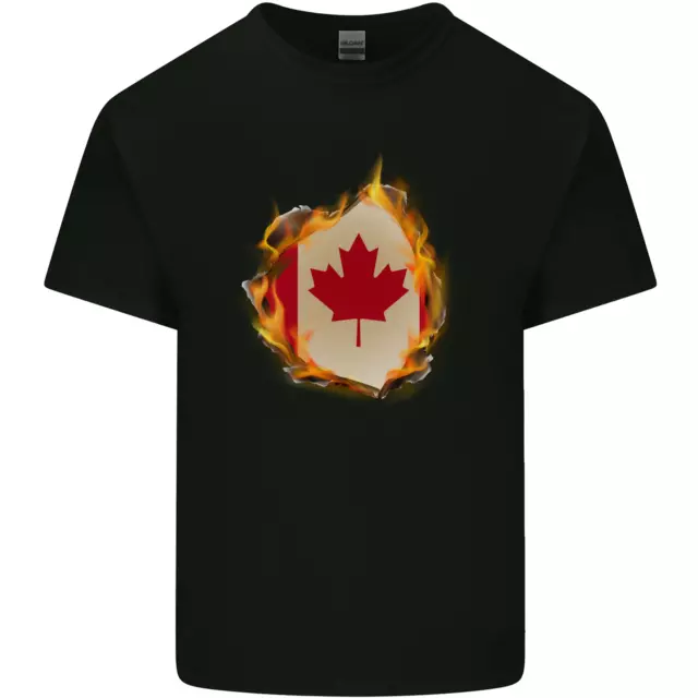 El Canadiense Arce Hoja Bandera Fuego Canadá Algodón Hombre Camiseta