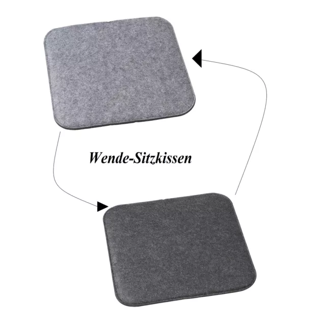 4 x Filz Sitzauflage zum Wenden Grau Anthrazit 35 x 35 cm Stuhlkissen Sitzkissen 2