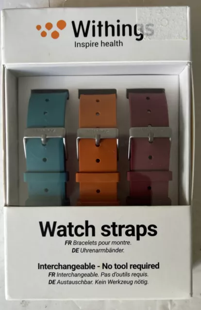 Withings Activite Pop Wristband Accessory Pack - Orange/Plum/Teal New Sealed