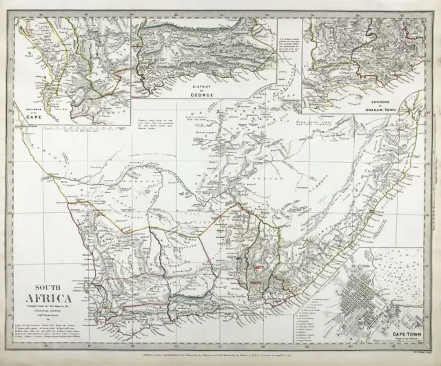 South Africa Afrique Of Sud Cape-Town Africa Map Card Sduk 1834