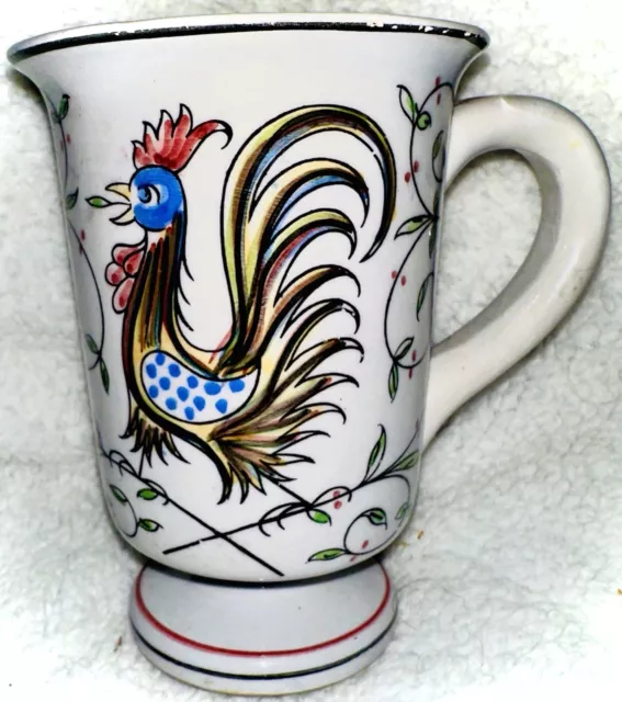 Rare Vintage Unique Collectible Rooster Coffee Mug, Made In Portugal