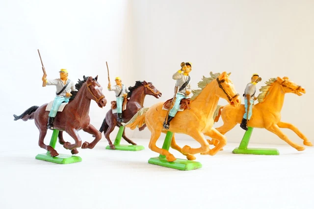 1971 Britains Deetail Civil War Confederate Calvary Toy Soldier Lot of 4 ENGLAND