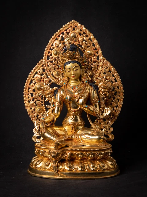 High quality Nepali gold face Green Tara statue from Nepal