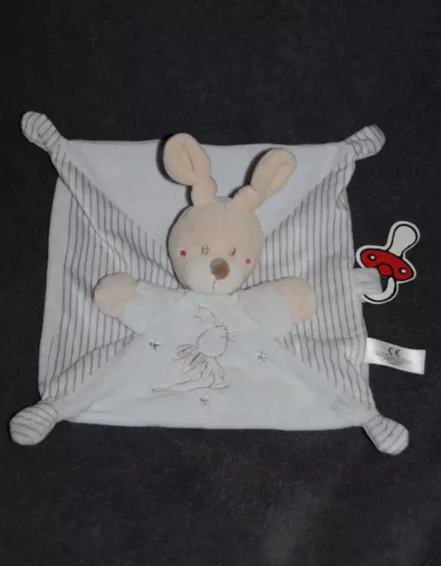 Doudou Plat Lapin Bleu Etoile Argent SIMBA KIABI NICOTOY Attache Tétine Com 9