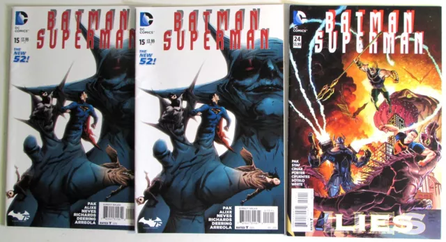 Batman/Superman Lot of 3 #15 x2,24 DC Comics (2014) VF+ 1st Print Comic Books