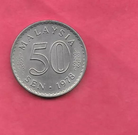 Malaysia Km5.3 1978 Bu Gem Uncirculated 50 Sen Large Old Coin