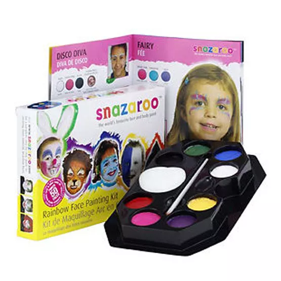 Snazaroo Professional Face Painting Paint 50 Faces Make Up Guide Rainbow Kit Set