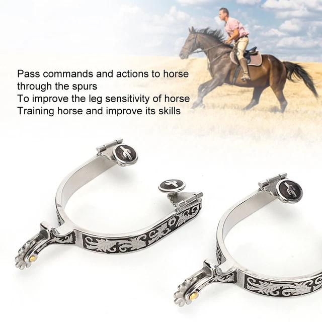 Stainless Steel West Cowboy Exquisite Pattern Horse Boot Spurs Decoration Wi Hoi