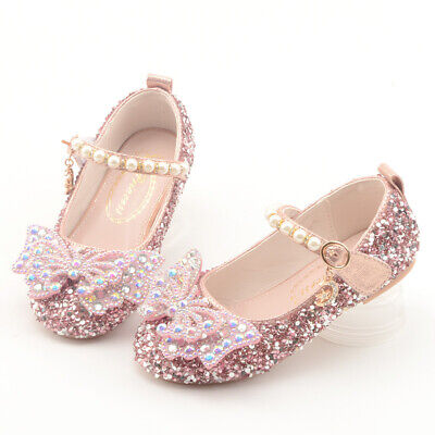 Nuove scarpe piatte fiocco per bambine principessa Disney compleanno festa strass