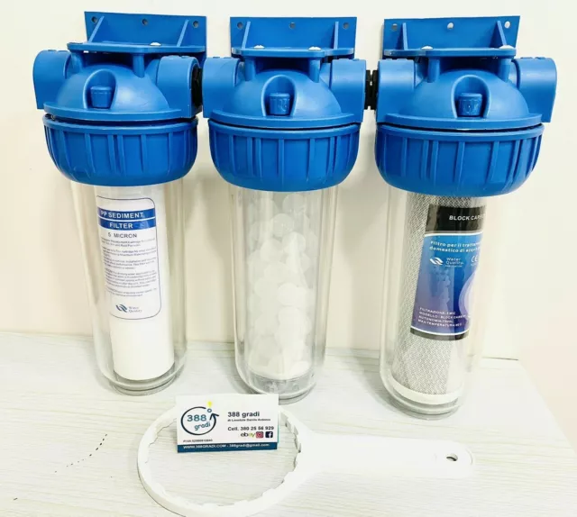 KIT FILTRO TRATTAMENTO ACQUA ø 3/4 ” ANTIRESIDUI ANTICALCARE E CARBONI ATTIVI