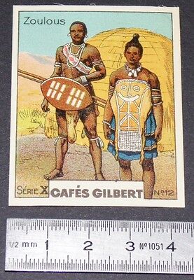 Chromo 1936 Cafes Gilbert Costumes Zoulous Zulus Afrique Du Sud Bantou Africa