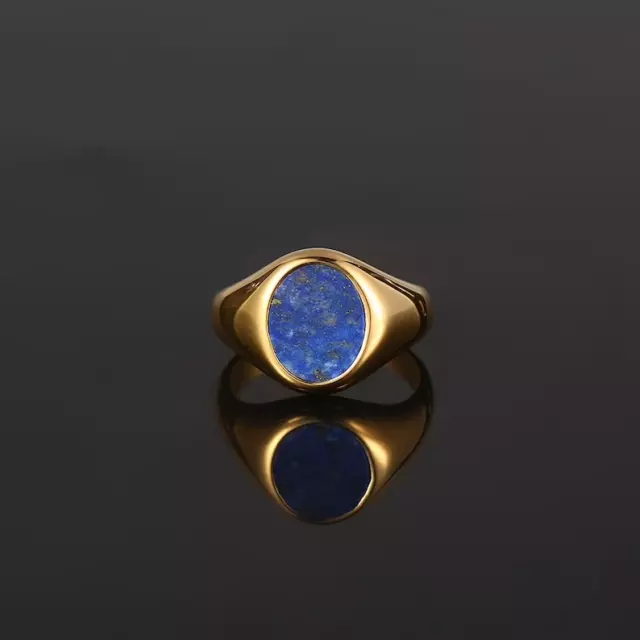 Lapis Lazuli Signet Pinky Ring Men's Jewelry in 18K Yellow Gold Over Sizes 8-17