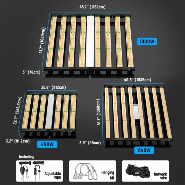 Phlizon 1000W 640W Samsung LED Foldabl Grow Light Bar Bloom forIndoor Plant Lamp