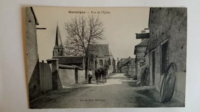 Cpa - Germigny - Rue De L'eglise - Yot Epicerie - 89 Yonne