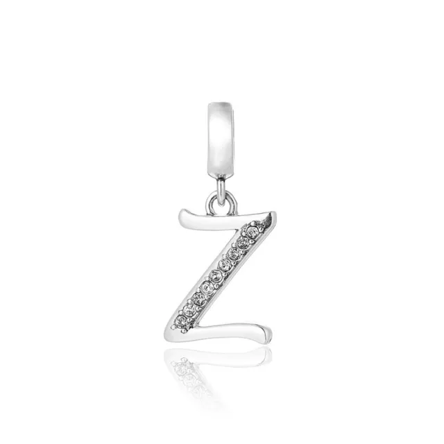 Letter 'Z' Initial Pendant Charm, Silver jewellery, Alphabet Charms for Bracelet