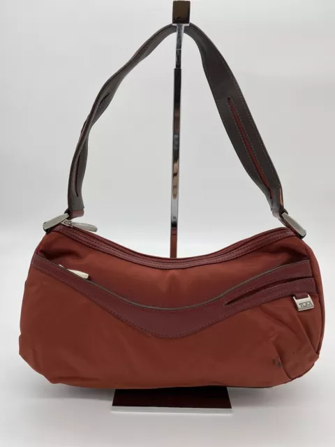 Tumi Ballistic Nylon w/Leather Trim Purse Bag 12" (Red)