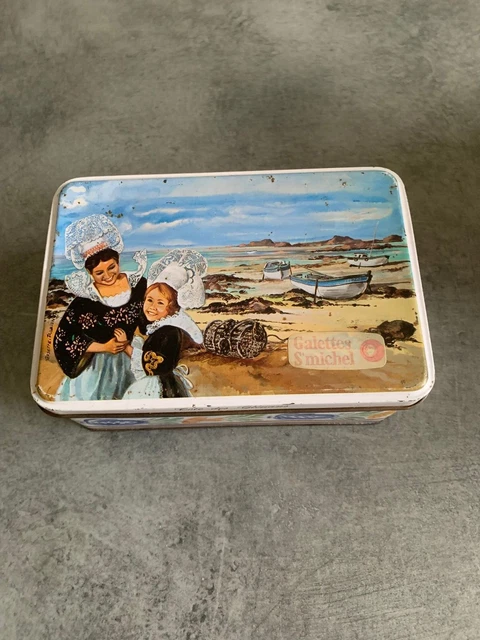 Boîte Ancienne En Tôle Lithographiée – Biscuits St Michel – Boîte à Sucre – France