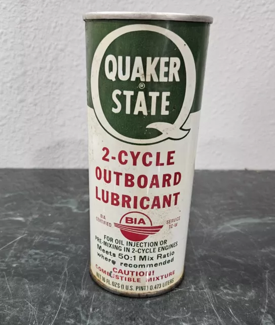 Vintage Quaker State 2 Cycle Outboard Lubricant - UNOPENED One Pint Can