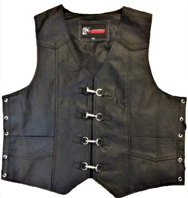 Motorcycle Leather Clip Vest Waistcoat Rider Biker Motorbike Buckle Leather Vest