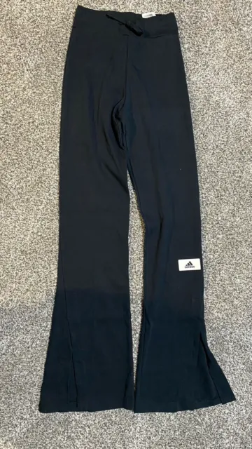 adidas Women's Lounge Ribbed Flared Leg Black Pants Size XS