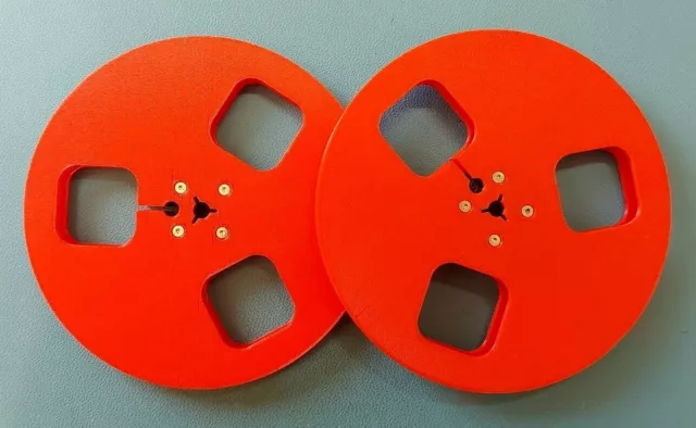 Reel to reel Tape spools (pair) 7" 3D printed (Plastic) in Red