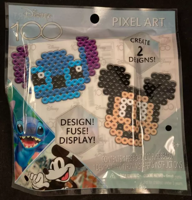 Disney leelo and stitch pixel perler bead art 8bit kids room artwork  frameable