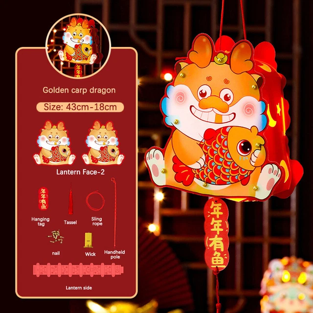 2024 CHINESE DRAGON New Year Handheld Lantern Spring Festival DIY