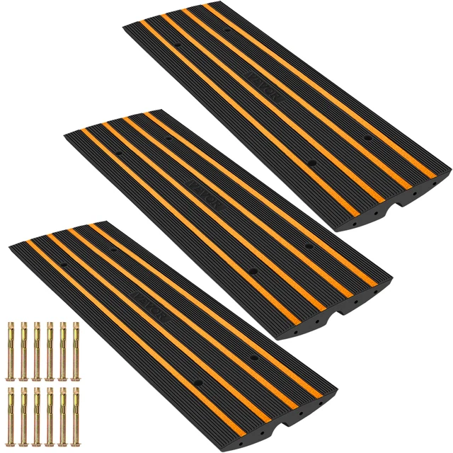 VEVOR 3 Stk. 1-Kanal Schwellenrampe Rollstuhlrampe Bordsteinrampe 123x41x6,5cm
