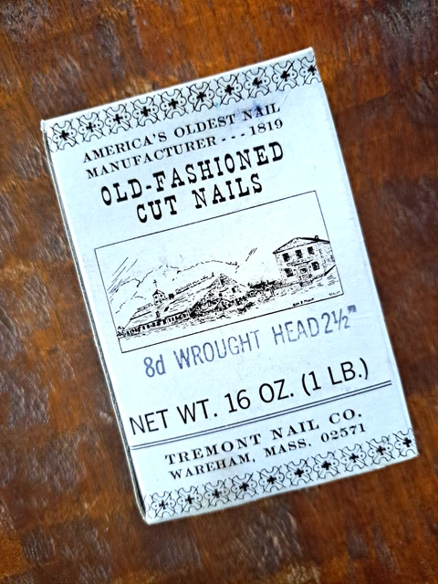 1 Lb Box, 45 Ct Old Fashioned Cut Nails. Tremont Nail Co. 8D Wrought 2-1/2”