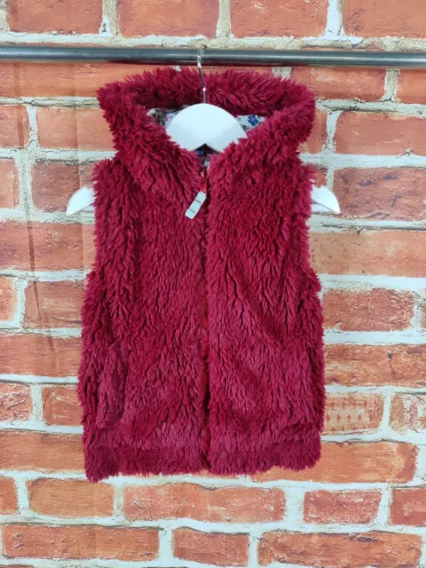 Giacca Gilet Ragazza Età 2-3 Anni Mini Fondo Rosso Pelliccia Sintetica Felpa Con Cappuccio Giacca 98Cm