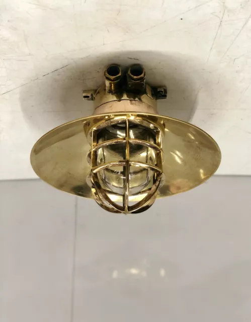 Vintage Refurbish Old Solid Brass Ceiling Wall Mount Bulkhead Light with Shade