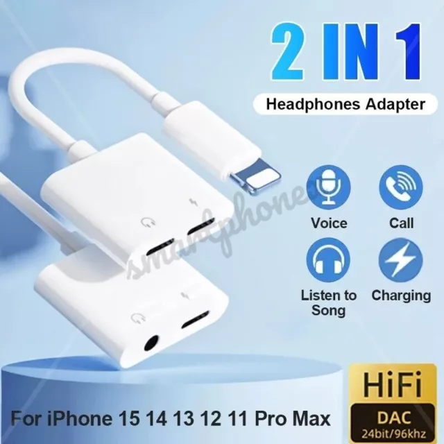 USB Type C iPhone Jack to 3.5mm Splitter 2in1 Adapter to AUX Headphone & Charger