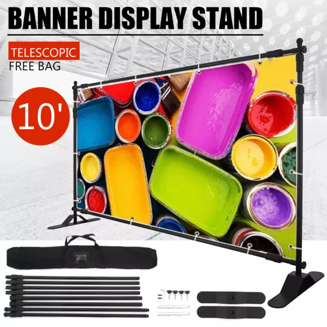 Step and Repeat 10'x8' Banner Stand Telescopic Trade Show Backdrop Adjustable