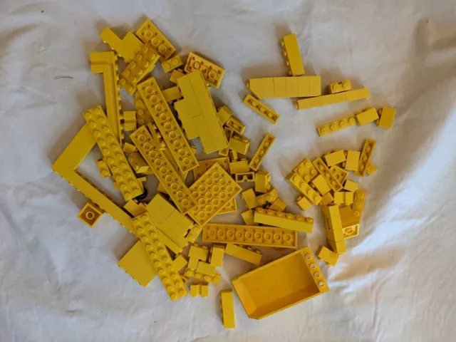 Lego Lot De 50 + Vintage Classique Jaune Tuiles Lisse Plat Long Imprimé
