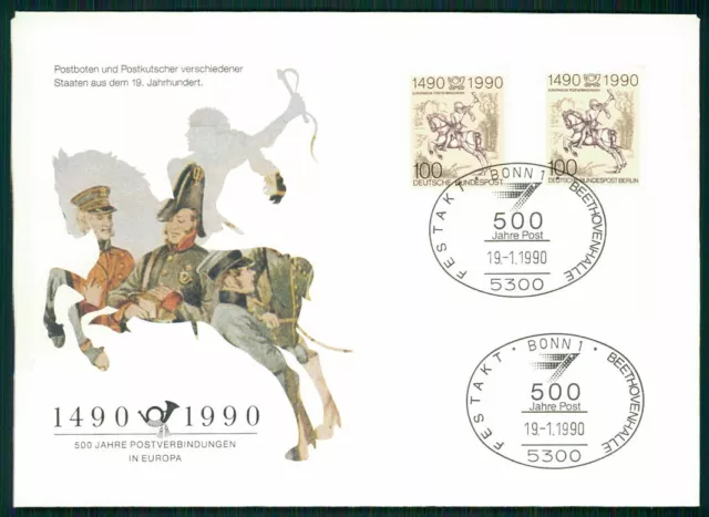 BRD + BERLIN SONDERBELEG 500 JAHRE POST 1990 POSTREITER DÜRER m2840