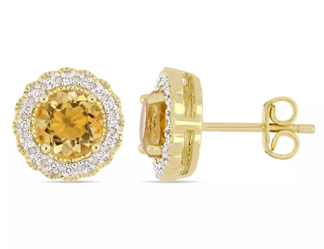 1.50 Carat (ctw) Citrine Earrings Yellow Plated Sterling Silver