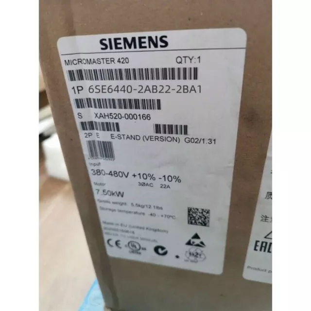 New Siemens MICROMASTER440 without filter 6SE6440-2AB22-2BA1 6SE6 440-2AB22-2BA1