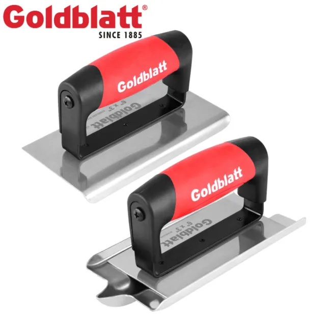 Goldblatt Concrete Hand Tool Groover (6" x 3" 1/2"W 1/2"D) Edger (6" x 3" 1/4"R)