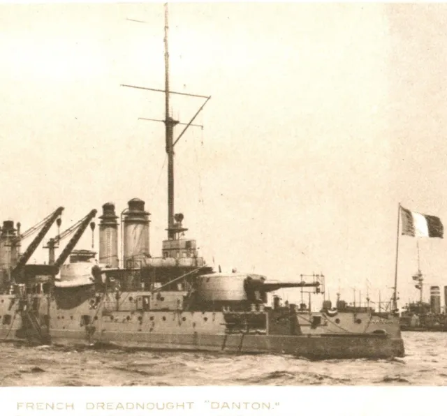 French Dreadnought Danton postcard The French Navy battleship WW1 antique