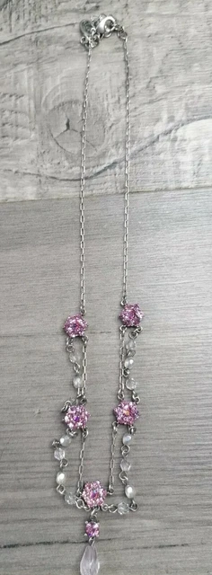NEXT-Delicata Collana Fiore Diamante Rosa Argento Tonificata - Primavera - Bella