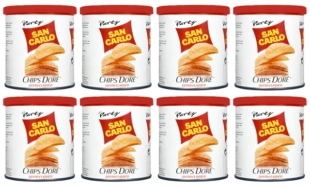 8X San Carlo Chips Dore Classico Patatine Cialda Dorata Croccante Mini Tubo 45g