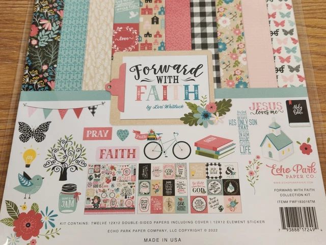 Forward With Faith - Kit Colección 12x12 Echo Park Libro de recortes Papeles + Pegatinas