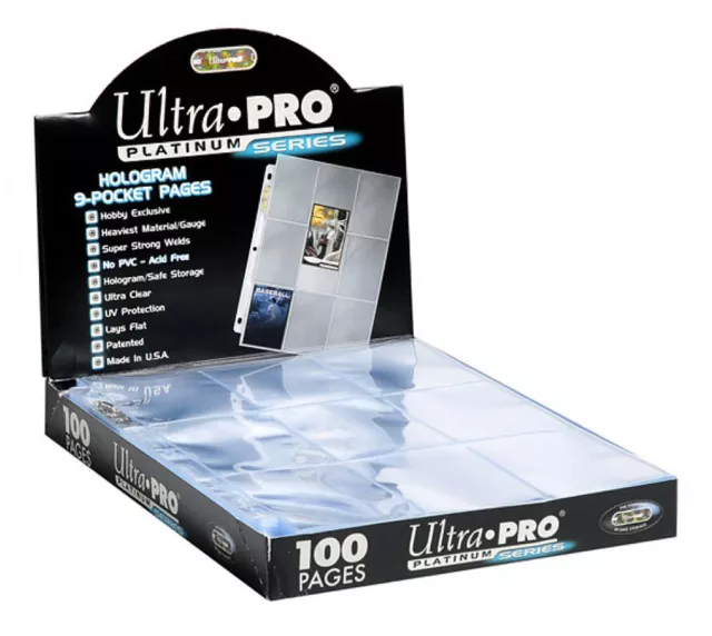 100 x ULTRA PRO PLATINUM TRADING CARD 9 POCKET SLEEVES PAGES SEALED BOX