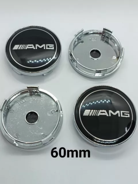 4x Cache Moyeu Logo Mercedes AMG Noir Centre Roue 60mm