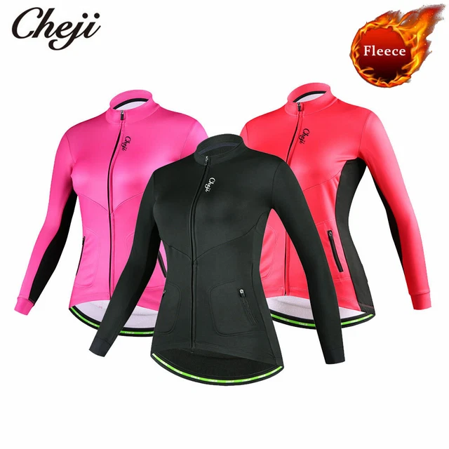 CHEJI Women's Winter Cycling Jackets Thermal Fleece Ladies BIke Cycle Jackets